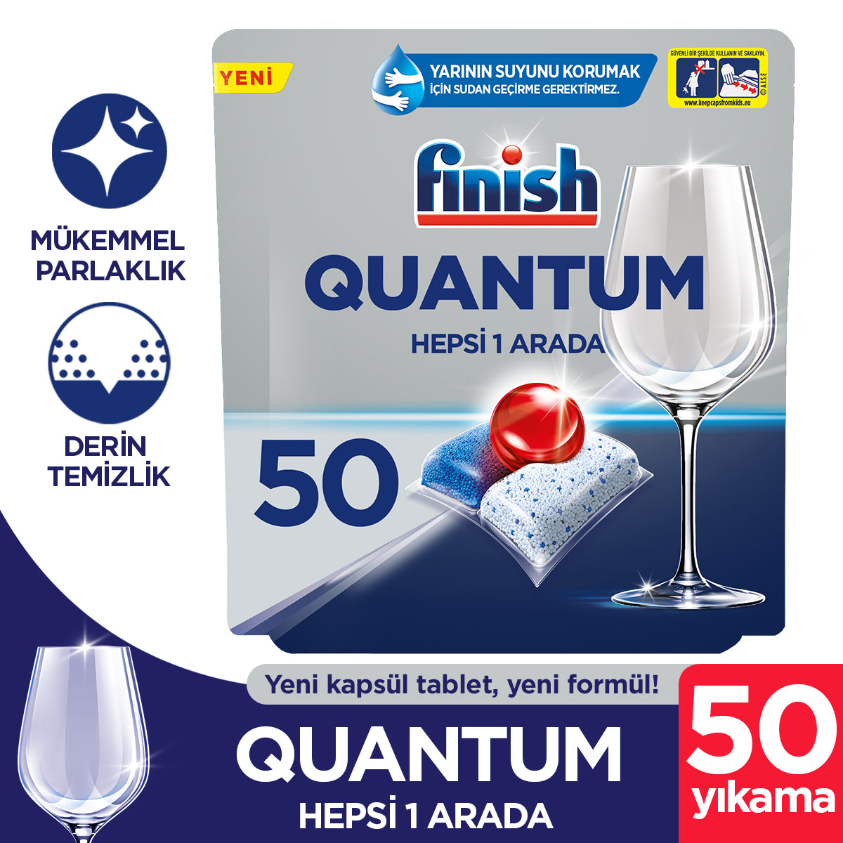 Finish Quantum Hepsi Bir Arada 50 Kapsül Bulaşık Makinesi Deterjanı Tableti