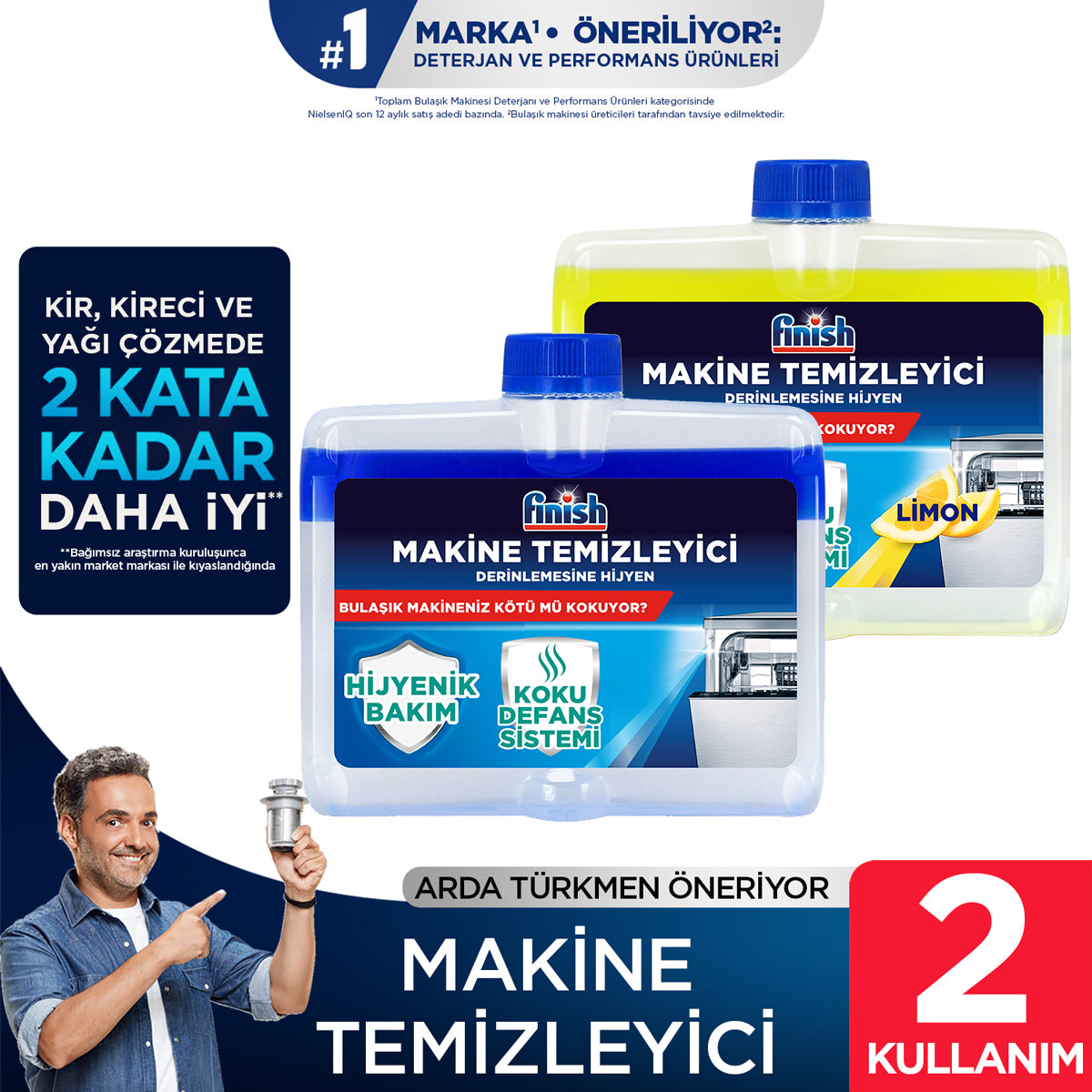 Finish Bulaşık Makinesi Temizleyici – Derinlemesine Hijyen - 2'li Paket (2 x 250)