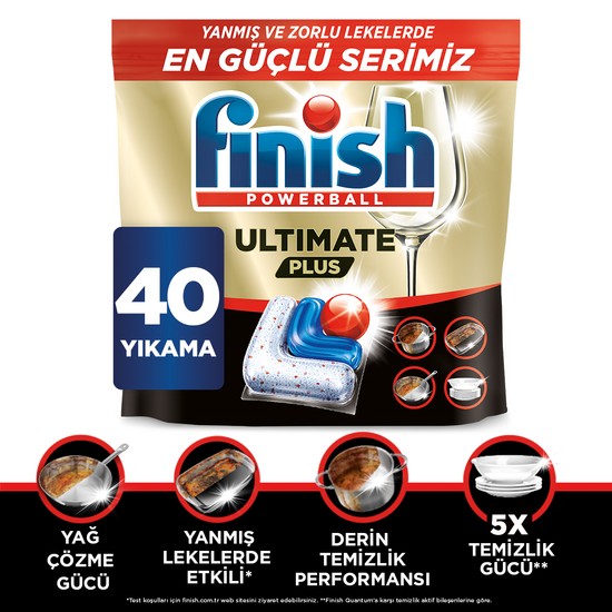 FINISH ULTIMATE Plus 40 Kapsül Bulaşık Makinesi Deterjanı Tableti