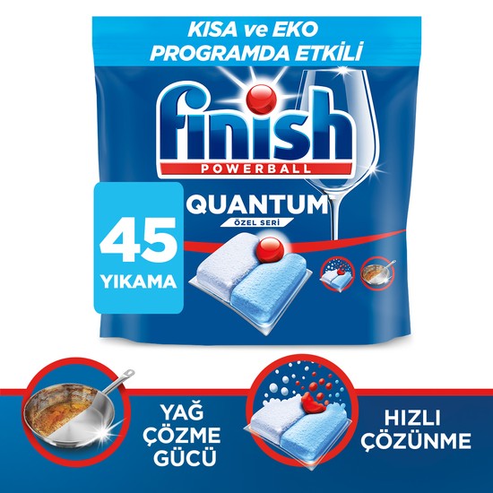FINISH Quantum 45 Kapsül Karbonatlı Bulaşık Makinesi Deterjanı Tableti